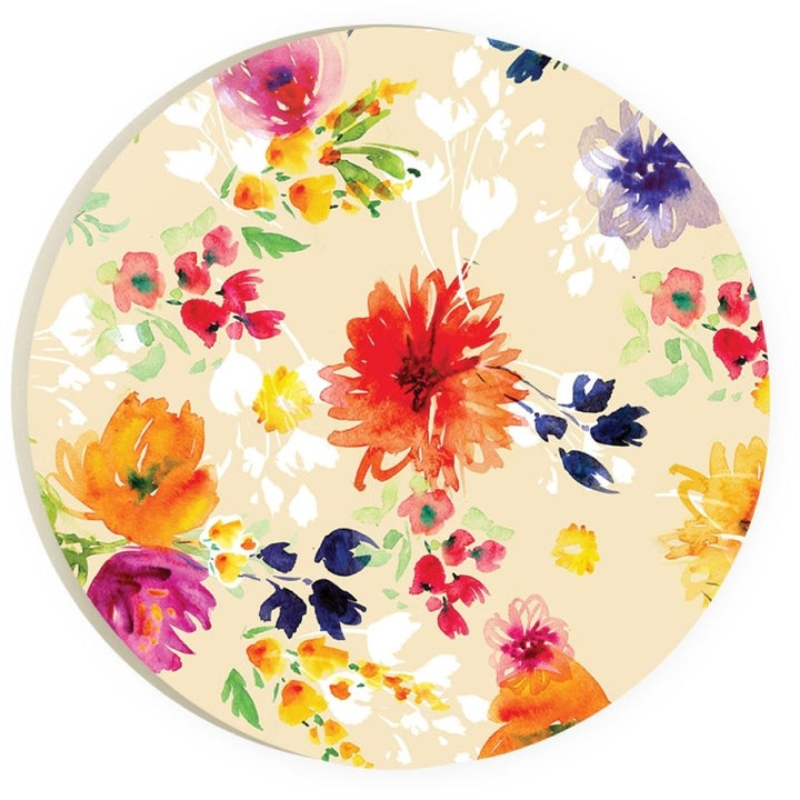 Beige Floral - Car Coaster