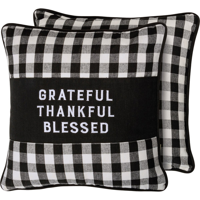Grateful Check Pillow