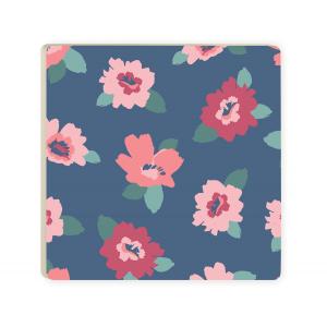 Navy Poppies - Sq. Coaster